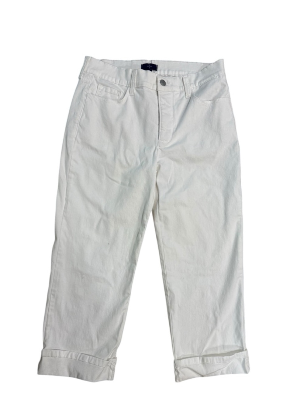 NYDJ Cuffed Crop Jeans | High Rise Straight Leg Capris white 6